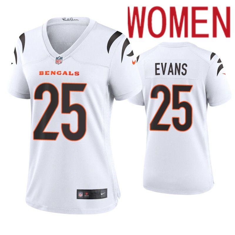 Women Cincinnati Bengals #25 Chris Evans Nike White Game NFL Jersey